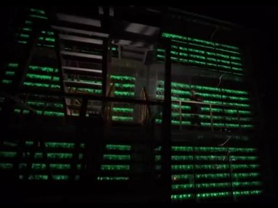 State-of-the-art Bitcoin mining farm environment with high-density rigs