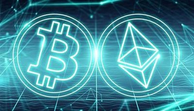 Bitcoin logo with circuit board background