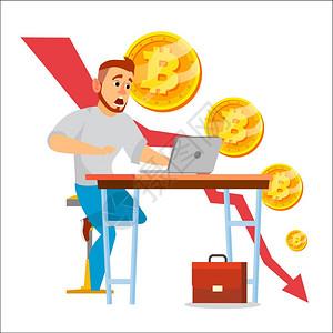 Bitcoin logo with mining machines in the background